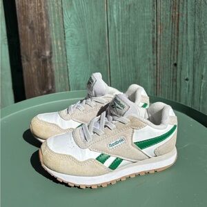 Reebok Kids White, Beige & Green Retro Runner Sneakers